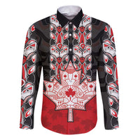 Personalised Canada Maple Leaf Family Matching Puletasi and Hawaiian Shirt Haida Totem Inspired Art