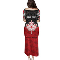 Personalised Canada Maple Leaf Family Matching Puletasi and Hawaiian Shirt Haida Totem Inspired Art