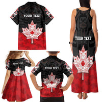 Personalised Canada Maple Leaf Family Matching Tank Maxi Dress and Hawaiian Shirt Haida Totem Inspired Art