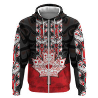 Personalised Canada Maple Leaf Hoodie Haida Totem Inspired Art