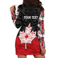 Personalised Canada Maple Leaf Hoodie Dress Haida Totem Inspired Art
