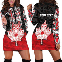 Personalised Canada Maple Leaf Hoodie Dress Haida Totem Inspired Art