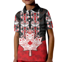 Personalised Canada Maple Leaf Kid Polo Shirt Haida Totem Inspired Art