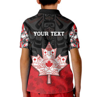 Personalised Canada Maple Leaf Kid Polo Shirt Haida Totem Inspired Art