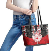 Canada Maple Leaf Leather Tote Bag Haida Totem Inspired Art