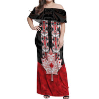 Personalised Canada Maple Leaf Off Shoulder Maxi Dress Haida Totem Inspired Art