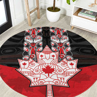 Canada Maple Leaf Round Carpet Haida Totem Inspired Art