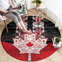 Canada Maple Leaf Round Carpet Haida Totem Inspired Art