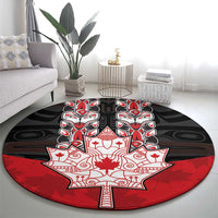 Canada Maple Leaf Round Carpet Haida Totem Inspired Art