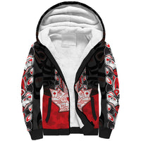 Personalised Canada Maple Leaf Sherpa Hoodie Haida Totem Inspired Art