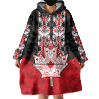 Personalised Canada Maple Leaf Wearable Blanket Hoodie Haida Totem Inspired Art