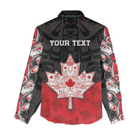Personalised Canada Maple Leaf Women Casual Shirt Haida Totem Inspired Art