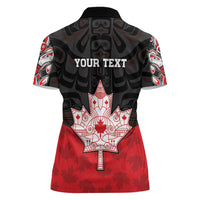 Personalised Canada Maple Leaf Women Polo Shirt Haida Totem Inspired Art