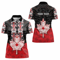 Personalised Canada Maple Leaf Women Polo Shirt Haida Totem Inspired Art