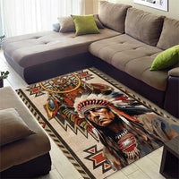 Native American Man Area Rug Feather Headdress With Dream Catcher