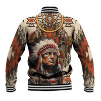 Native American Man Baseball Jacket Feather Headdress With Dream Catcher
