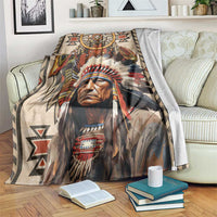 Native American Man Blanket Feather Headdress With Dream Catcher