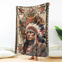 Native American Man Blanket Feather Headdress With Dream Catcher