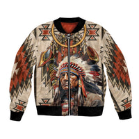 Native American Man Bomber Jacket Feather Headdress With Dream Catcher