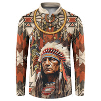 Native American Man Button Sweatshirt Feather Headdress With Dream Catcher
