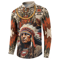 Native American Man Button Sweatshirt Feather Headdress With Dream Catcher