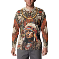 Native American Man Button Sweatshirt Feather Headdress With Dream Catcher