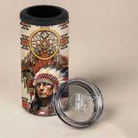 Native American Man 4 in 1 Can Cooler Tumbler Feather Headdress With Dream Catcher