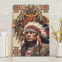 Native American Man Canvas Wall Art Feather Headdress With Dream Catcher