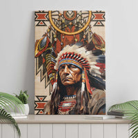 Native American Man Canvas Wall Art Feather Headdress With Dream Catcher