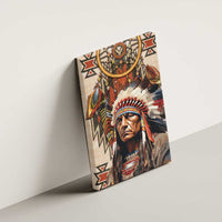 Native American Man Canvas Wall Art Feather Headdress With Dream Catcher