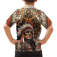 Native American Man Family Matching Off Shoulder Maxi Dress and Hawaiian Shirt Feather Headdress With Dream Catcher