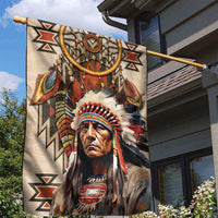 Native American Man Garden Flag Feather Headdress With Dream Catcher