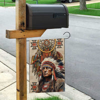 Native American Man Garden Flag Feather Headdress With Dream Catcher