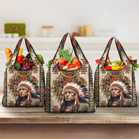 Native American Man Grocery Bag Feather Headdress With Dream Catcher
