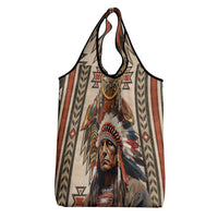 Native American Man Grocery Bag Feather Headdress With Dream Catcher