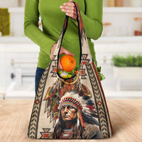 Native American Man Grocery Bag Feather Headdress With Dream Catcher