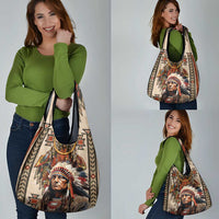 Native American Man Grocery Bag Feather Headdress With Dream Catcher