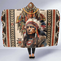 Native American Man Hooded Blanket Feather Headdress With Dream Catcher