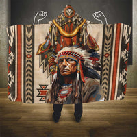 Native American Man Hooded Blanket Feather Headdress With Dream Catcher