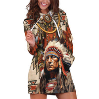 Native American Man Hoodie Dress Feather Headdress With Dream Catcher