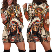 Native American Man Hoodie Dress Feather Headdress With Dream Catcher