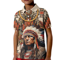 Native American Man Kid Polo Shirt Feather Headdress With Dream Catcher