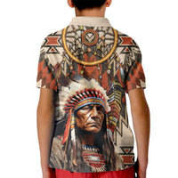 Native American Man Kid Polo Shirt Feather Headdress With Dream Catcher