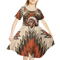 Native American Man Kid Short Sleeve Dress Feather Headdress With Dream Catcher