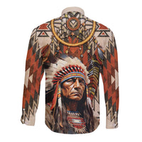Native American Man Long Sleeve Button Shirt Feather Headdress With Dream Catcher