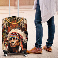 Native American Man Luggage Cover Feather Headdress With Dream Catcher
