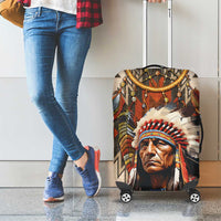 Native American Man Luggage Cover Feather Headdress With Dream Catcher