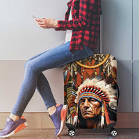 Native American Man Luggage Cover Feather Headdress With Dream Catcher