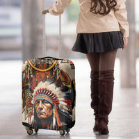 Native American Man Luggage Cover Feather Headdress With Dream Catcher