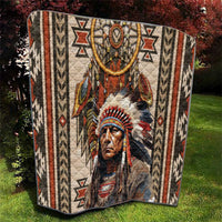 Native American Man Quilt Feather Headdress With Dream Catcher